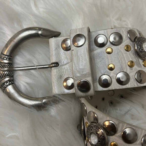 Nannini Cream and Silver Studded Belt
